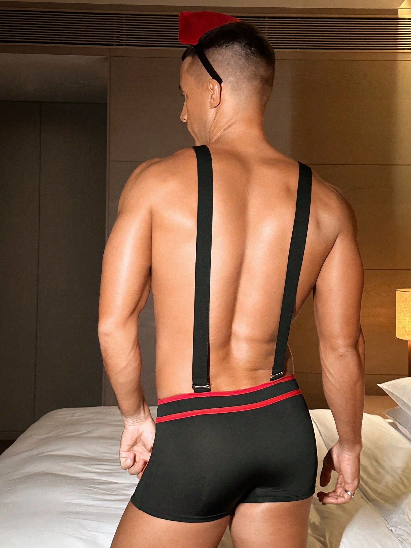 Black Men's Nurse Roleplay Lingerie Set, Black Exotic Cop Uniform for Roleplay
